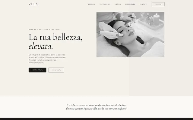 Anteprima di un sito per centro estetico su computer